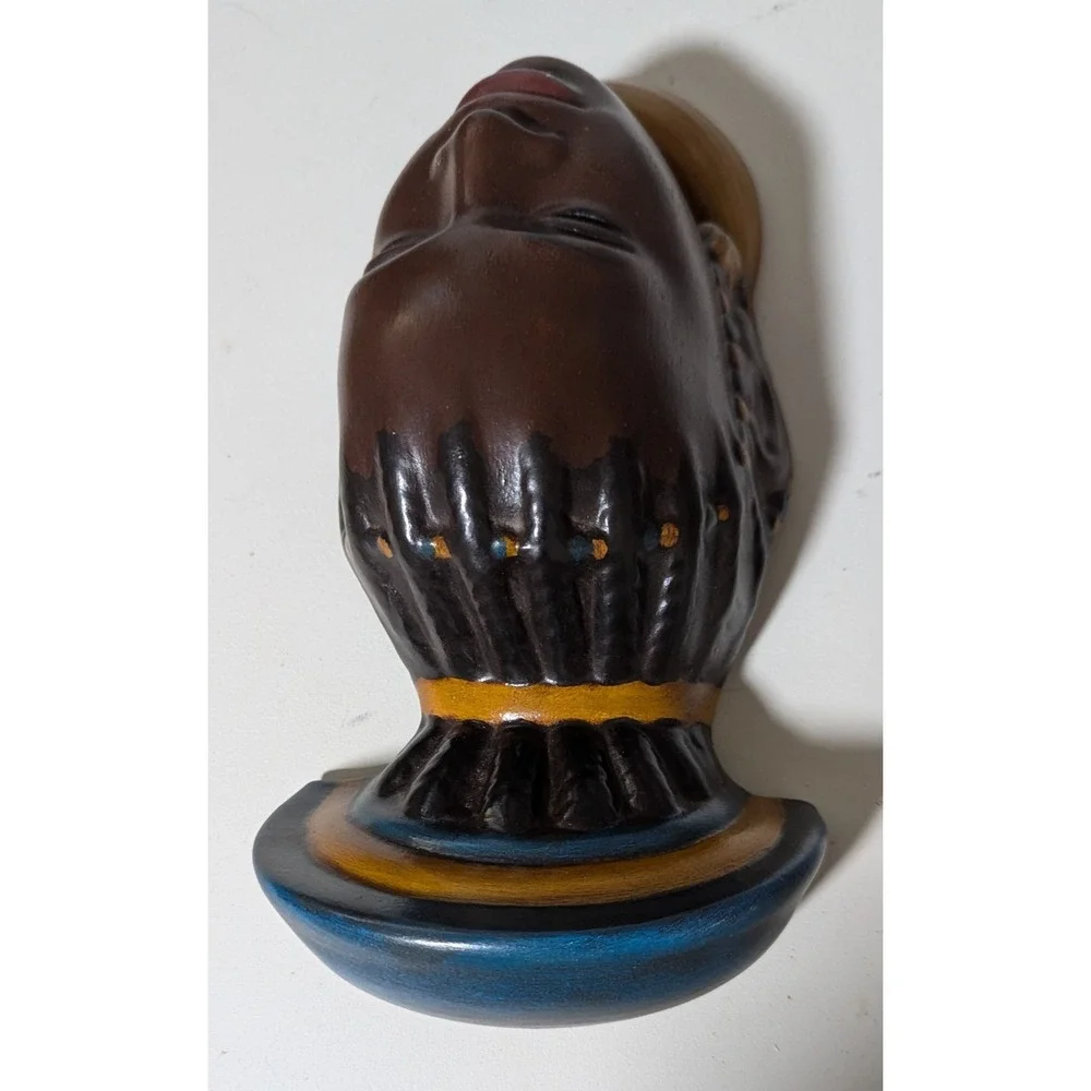 Mid-Century Modern African Bust Statuettes, Plaster Wall Hangings Atlantic Molds